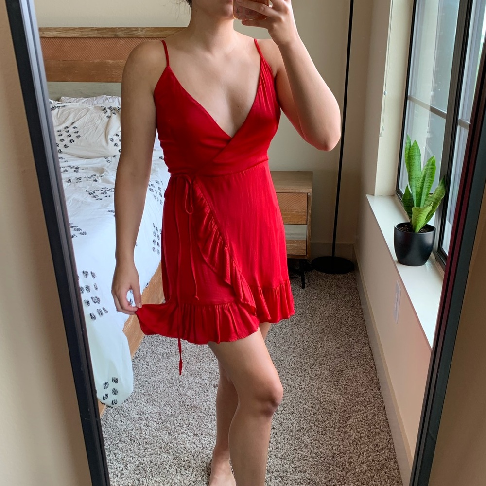 Free People All My Love Shine Wrap Slip in Red